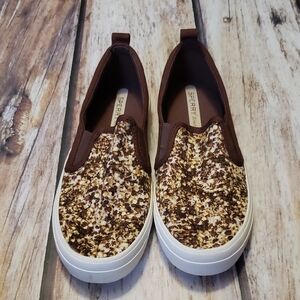 Sperry Women's Brown Patterned Slip-On Sneakers